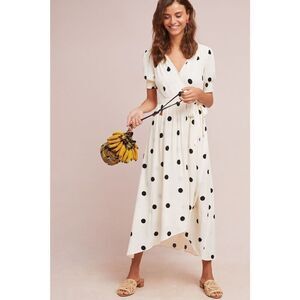 Anthropologie Maeve Breanna Wrap Polka Dot Dress size 2 XS